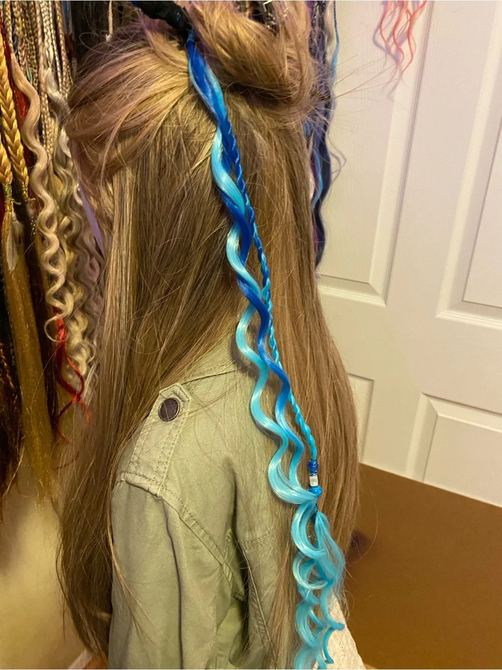 Bright Blue Curly Hair Extension Accent